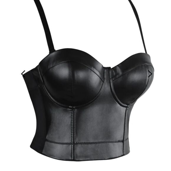 Charmian Vegan Leather Bustier Corset Top Sz XL - Picture 3 of 9